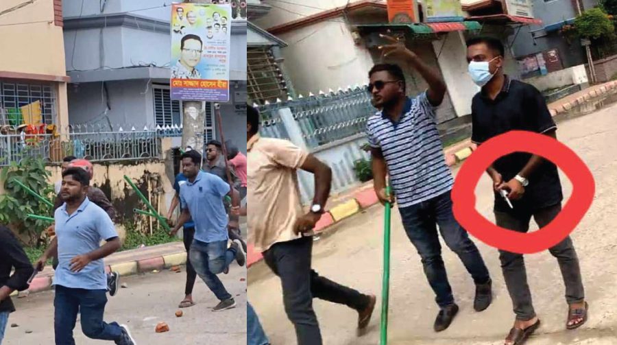 প্রকাশ্যে অস্ত্র নিয়ে শিক্ষার্থীদের ধাওয়া করল দুই ছাত্রলীগ নেতা