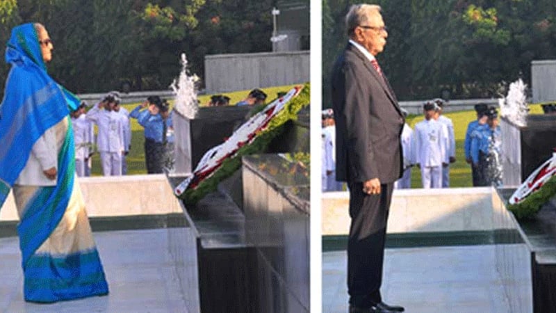সশস্ত্র বাহিনী দিবসে শিখা অনির্বাণে রাষ্ট্রপতি ও প্রধানমন্ত্রীর শ্রদ্ধা