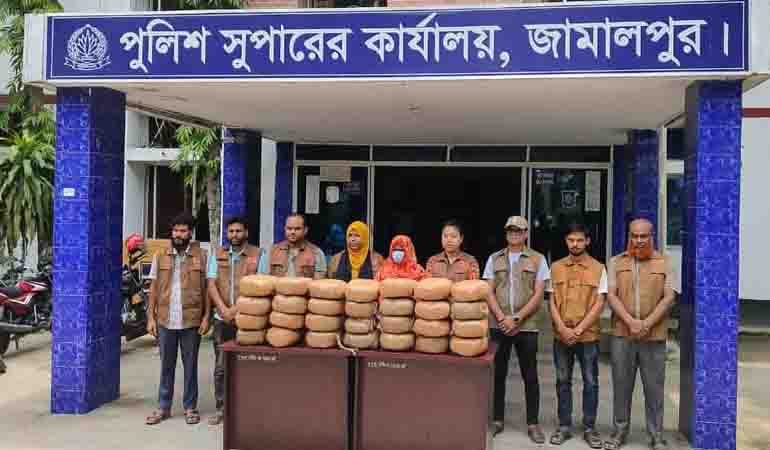 জামালপুরে ৭৪ কেজি গাঁজাসহ নারী মাদক কারবারি আটক