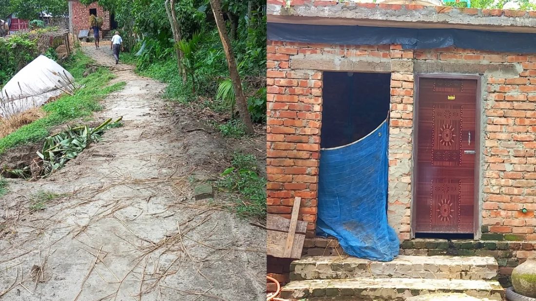 রাস্তার ইট তুলে নিয়ে বাড়িতে পাকা বাথরুম বানালেন ইউপি মেম্বার