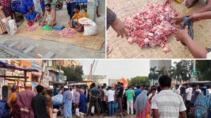রাজধানীতে কোরবানির মাংসের অস্থায়ী দোকানে উপচে পড়া ভিড়