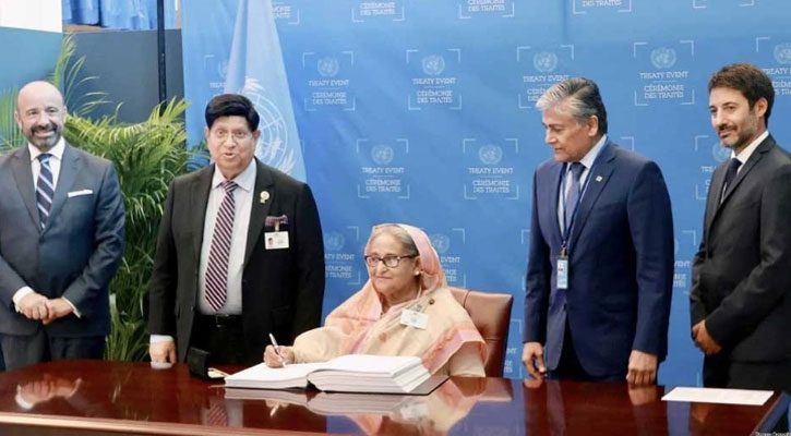 জাতিসংঘের গভীর সমুদ্র চুক্তিতে সই করলেন প্রধানমন্ত্রী