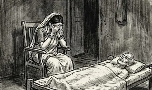 স্বামীর মরদেহ দেখে শোকে মারা গেলেন স্ত্রী