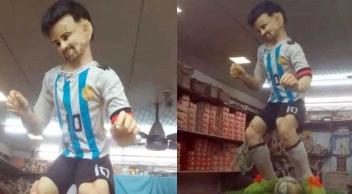 ১৫ কেজি ক্ষীর মিষ্টি দিয়ে মেসির মূর্তি