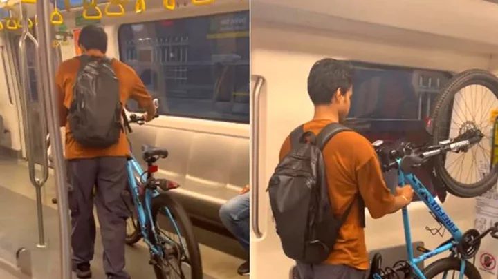সাইকেল নিয়ে মেট্রোরেলে যুবক!