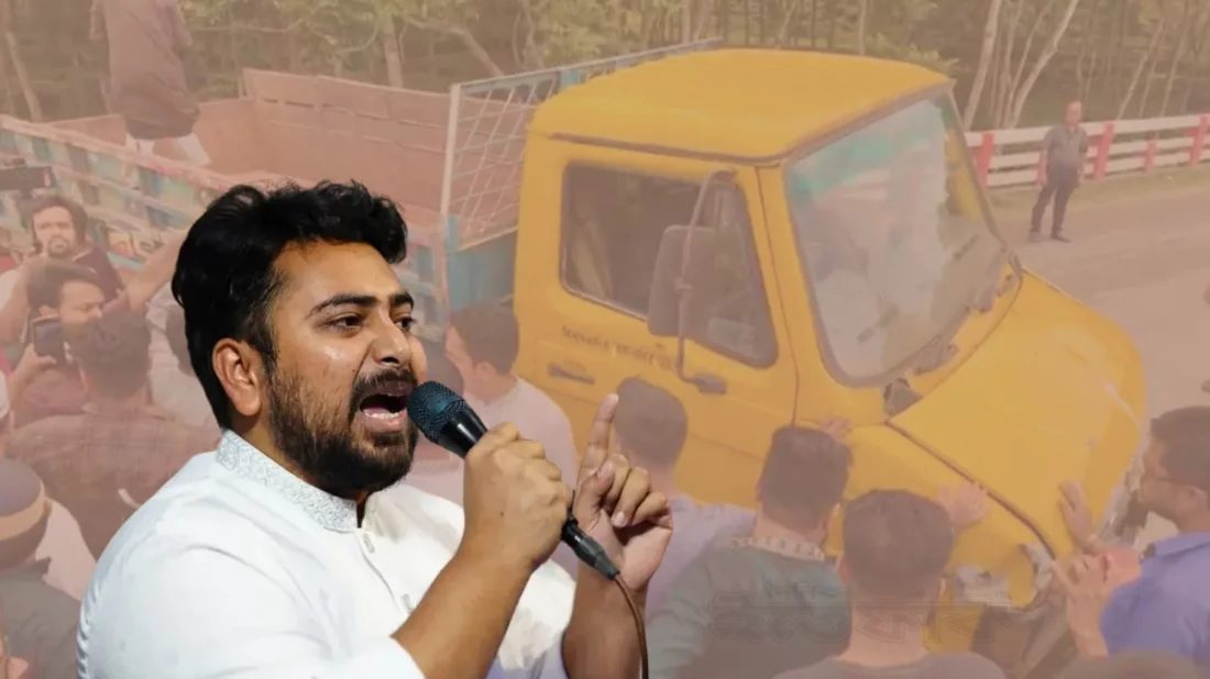 বালুর ট্রাক দিয়ে রাস্তা আটকে রাখা শেখ হাসিনার কপি: নাহিদ ইসলাম