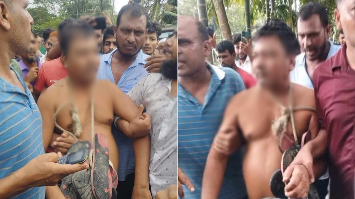 ভোলায় চেয়ারম্যানকে জুতার মালা পরিয়ে ঘুরালো বিক্ষুদ্ধ জনতা