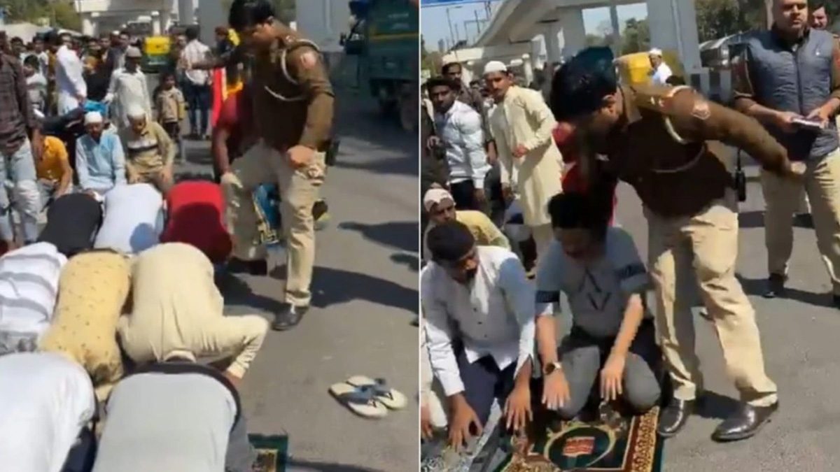 রাস্তায় নামাজরত মুসল্লিদের হামলা,পুলিশ সদস্য বরখাস্ত