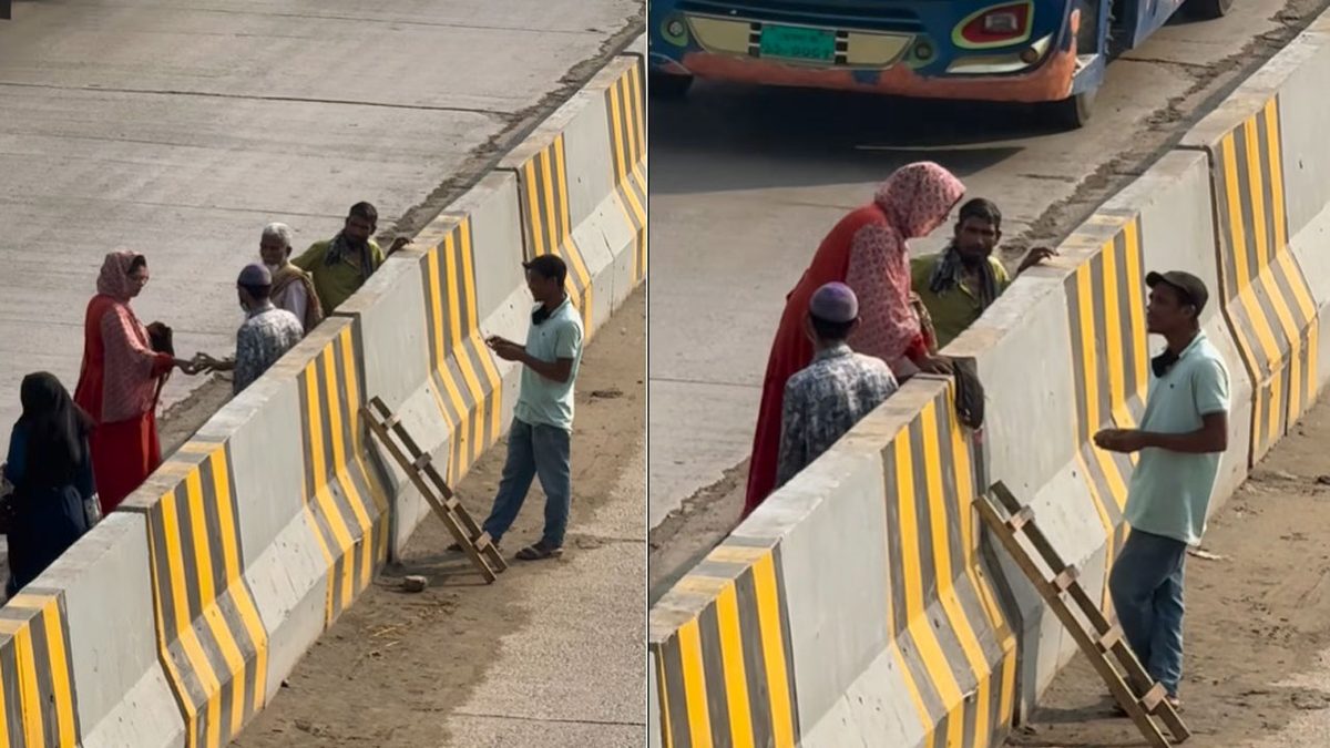 পাঁচ টাকায় মইয়ে ডিভাইডার পার, ভিডিও ভাইরাল