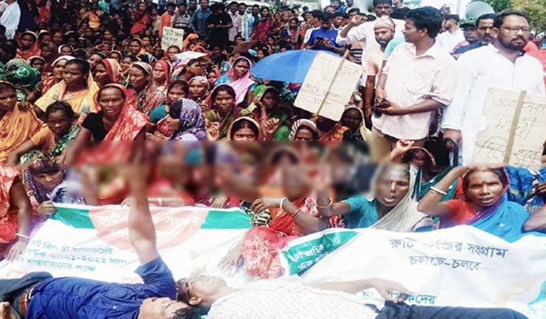 ঢাকা-সিলেট মহাসড়কে চা শ্রমিদের অবরোধ,তীব্র যানজট